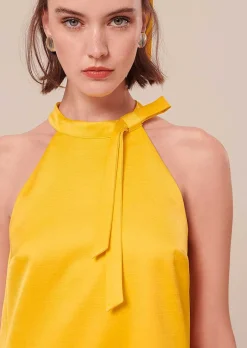 TARA JARMON Riviera Yellow Satin Dress Hot