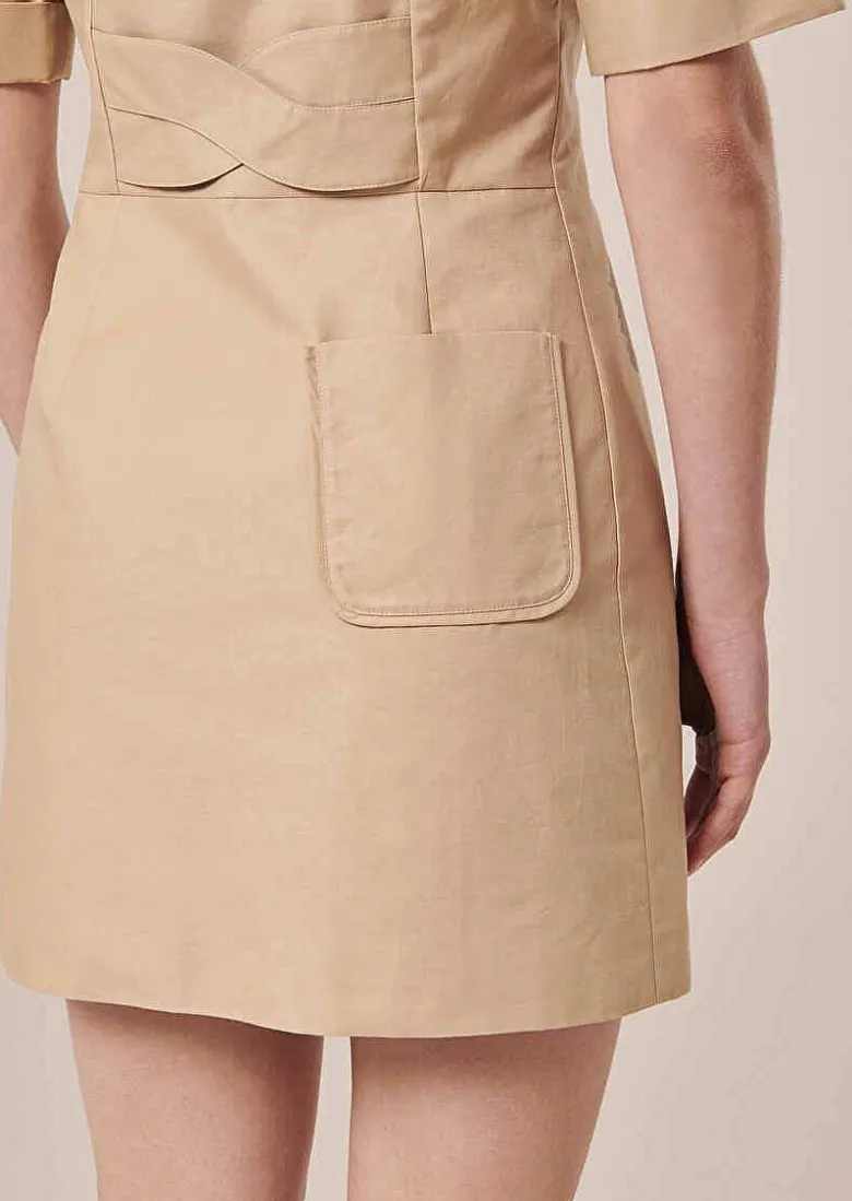 TARA JARMON Robin Beige Cotton Dress Best Sale