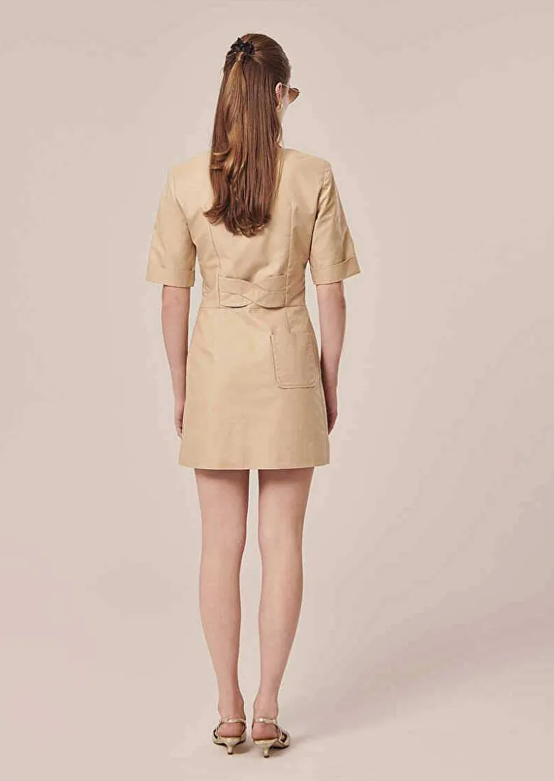 TARA JARMON Robin Beige Cotton Dress Best Sale