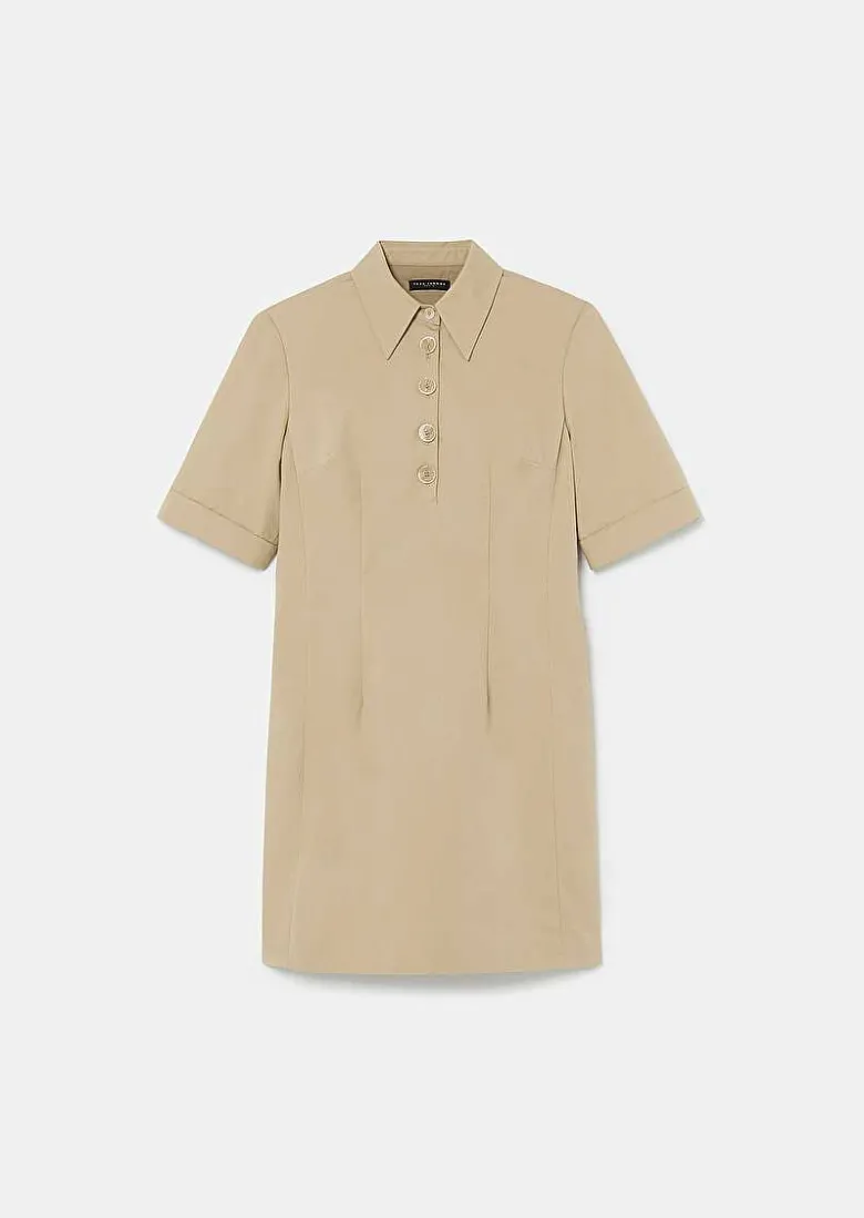 TARA JARMON Robin Beige Cotton Dress Best Sale