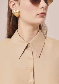 TARA JARMON Robin Beige Cotton Dress Best Sale