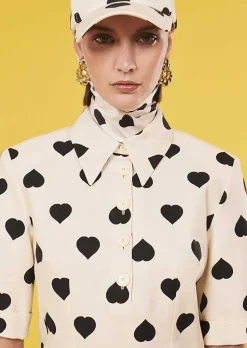 TARA JARMON Robin Ecru With Black Polka Hearts Dress Flash Sale