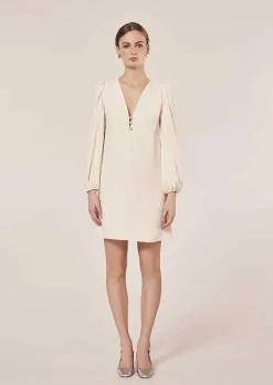 TARA JARMON Rolis Ecru Crepe Dress Online