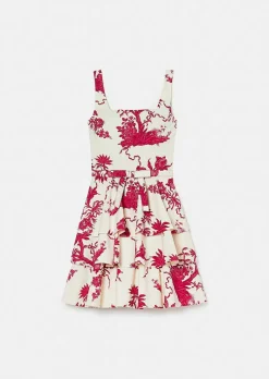 TARA JARMON Romanne Ecru Floral Printed Dress Clearance