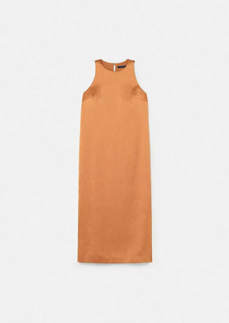 TARA JARMON Roselyne Brown Dess In Fluid Satin Cheap
