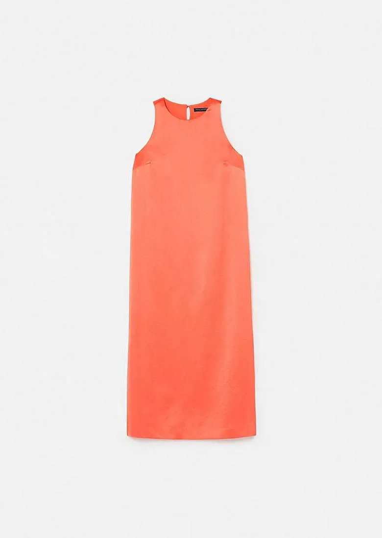 TARA JARMON Roselyne Coral Dess In Fluid Satin Store