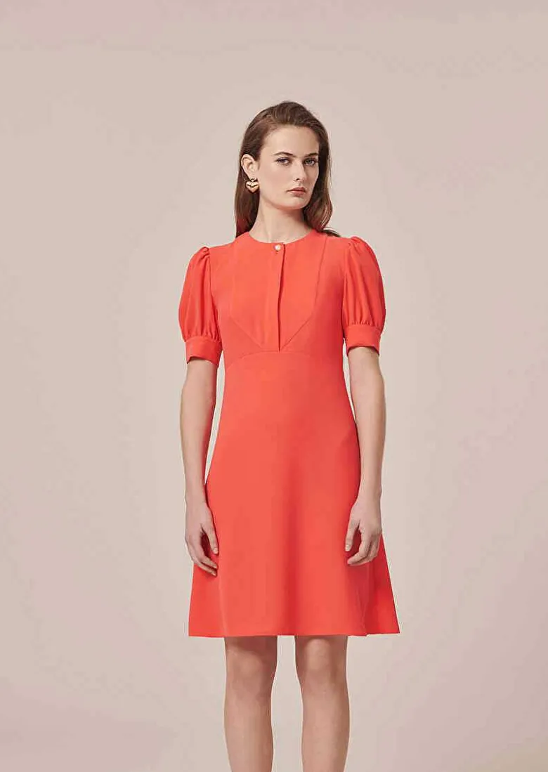 TARA JARMON Roucoule Coral Crepe Dress Flash Sale