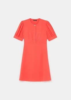 TARA JARMON Roucoule Coral Crepe Dress Flash Sale