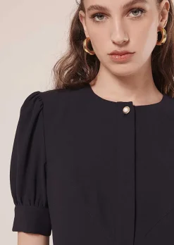 TARA JARMON Roucoule Midnight Blue Crepe Dress Store