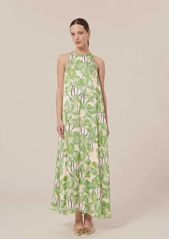 TARA JARMON Roxanne Green Floral Printed Dress Shop