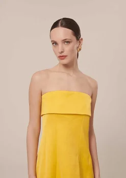 TARA JARMON Roy Yellow Satin Dress Online