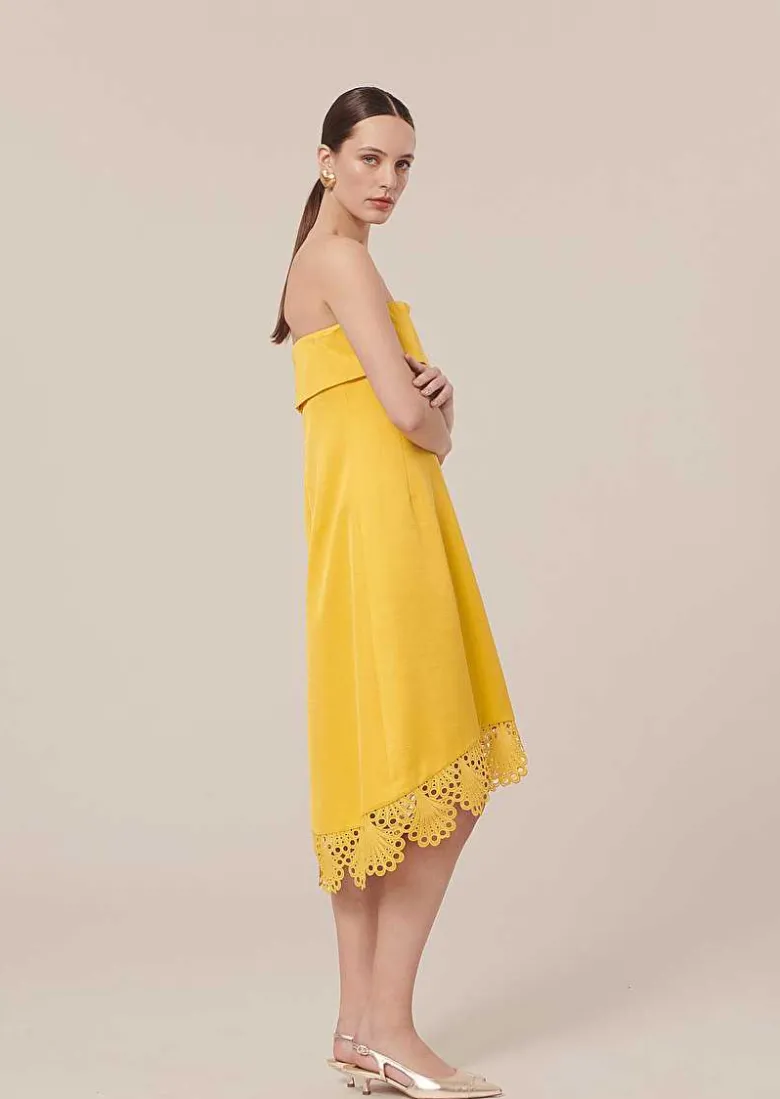 TARA JARMON Roy Yellow Satin Dress Online