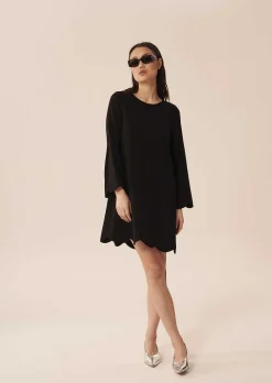 TARA JARMON Ruoda Black Dress In Crepe New