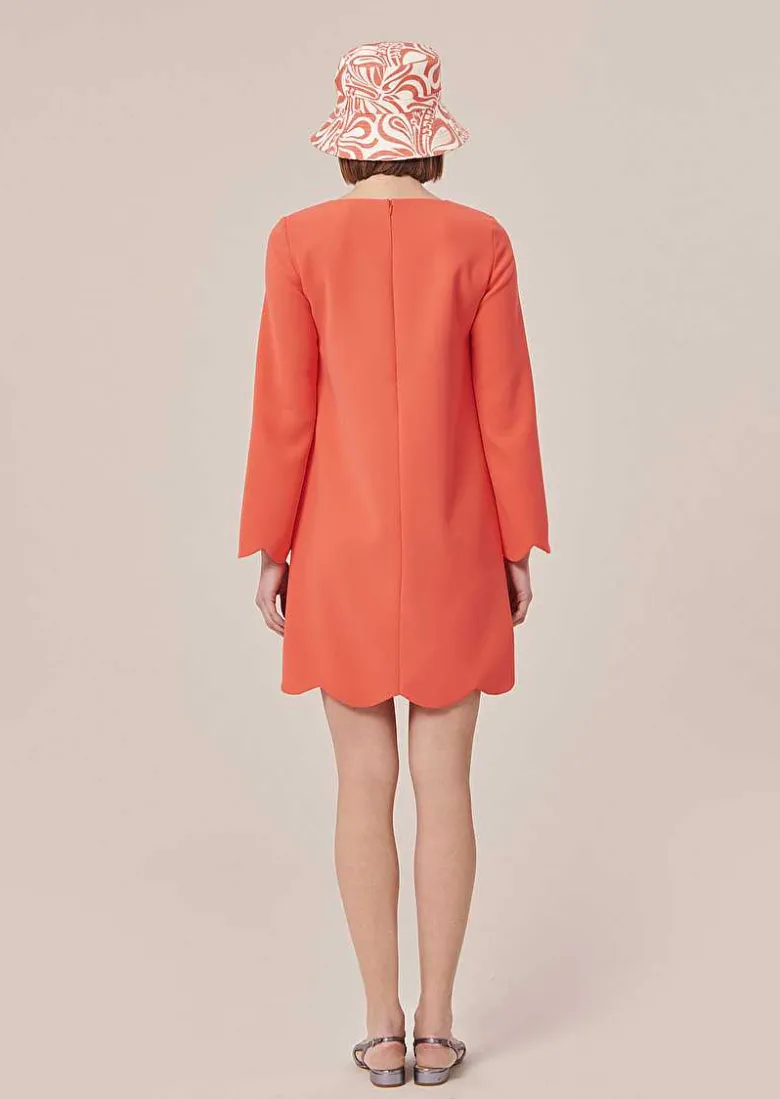 TARA JARMON Ruoda Coral Crepe Dress Discount