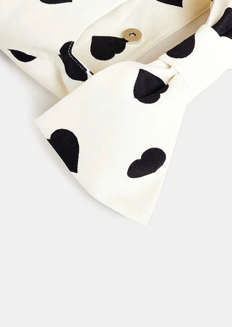 TARA JARMON Sally Ecru With Black Polka Hearts Soft Bag Best