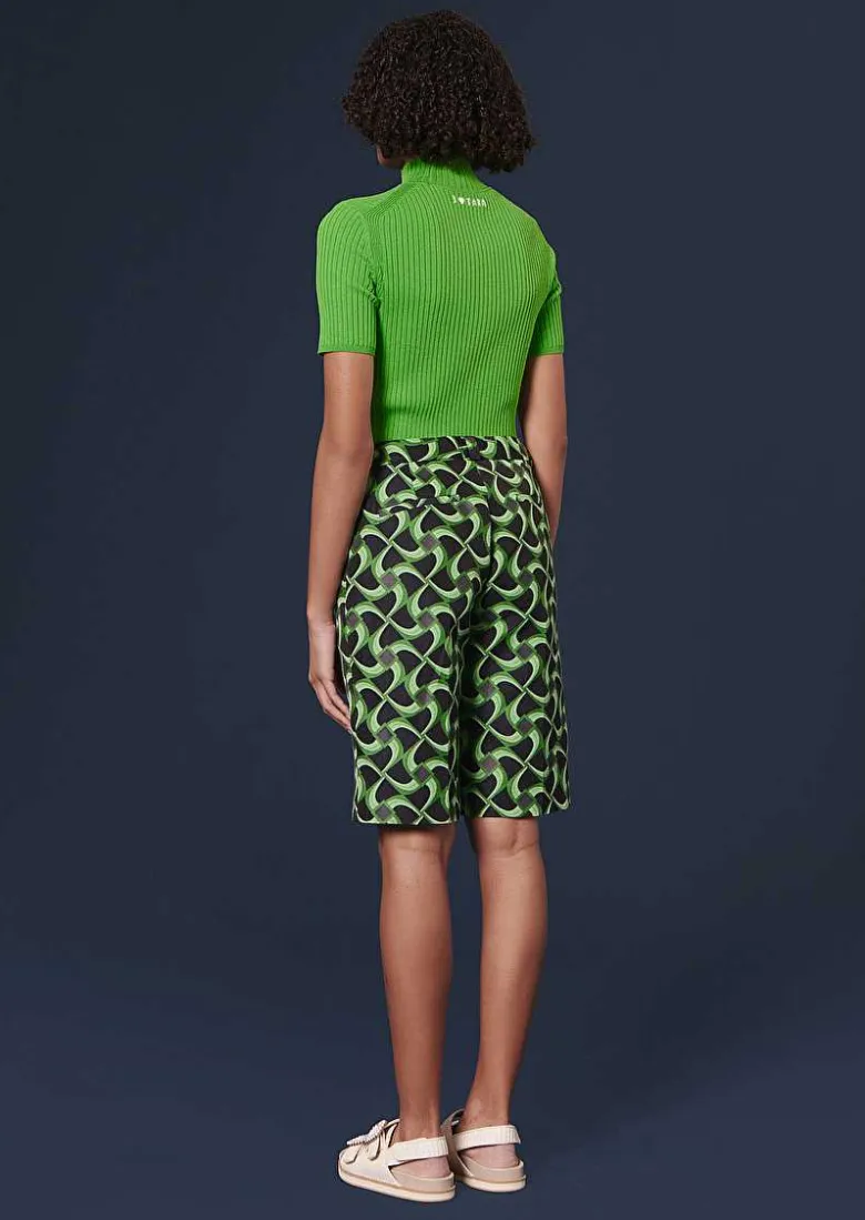 TARA JARMON Samuel Midnight Blue With Green Graphic Design Shorts Store