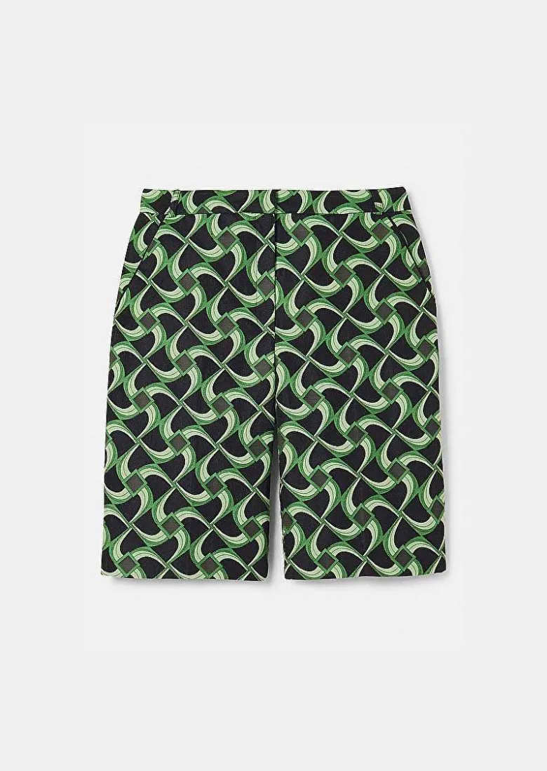 TARA JARMON Samuel Midnight Blue With Green Graphic Design Shorts Store