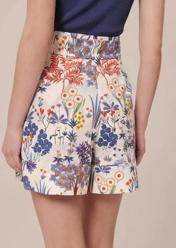 TARA JARMON Shelby Blue Floral Printed Cotton Shorts Shop
