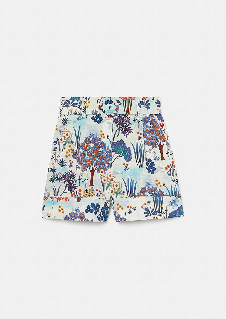 TARA JARMON Shelby Blue Floral Printed Cotton Shorts Shop