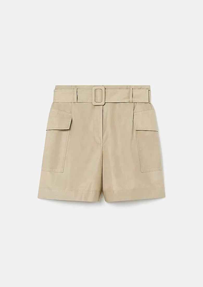 TARA JARMON Sylviane Beige Cotton Shorts Flash Sale