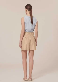 TARA JARMON Sylviane Beige Cotton Shorts Flash Sale