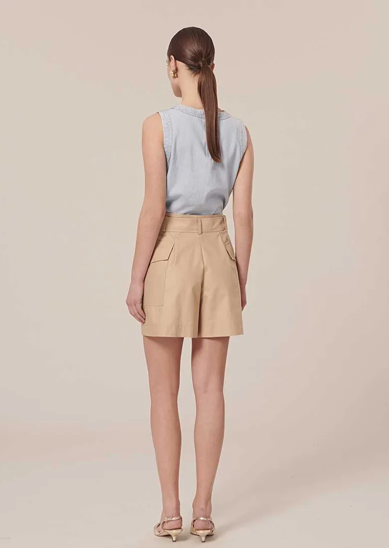 TARA JARMON Sylviane Beige Cotton Shorts Flash Sale