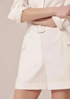 TARA JARMON Sylviane White Cotton Shorts Sale