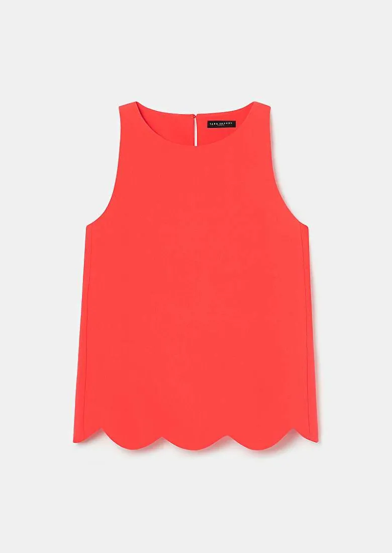 TARA JARMON Tabo Coral Crepe Top Shop