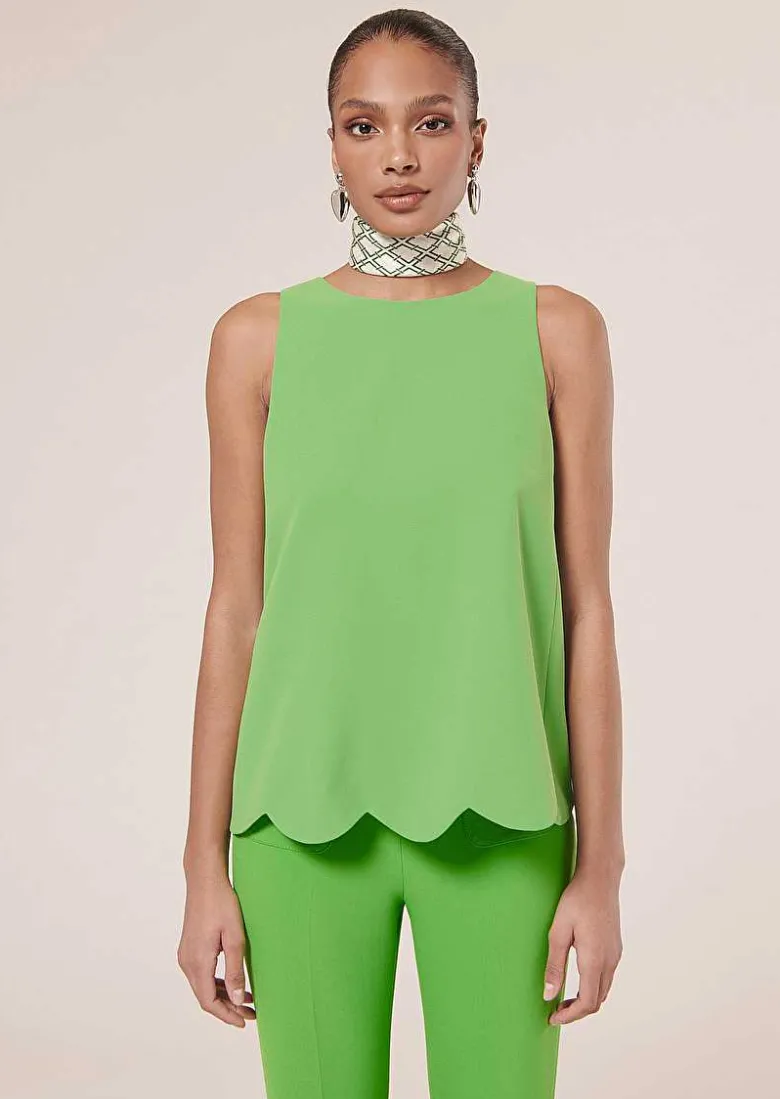 TARA JARMON Tabo Green Crepe Top Best Sale