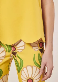 TARA JARMON Tabo Yellow Crepe Top Cheap