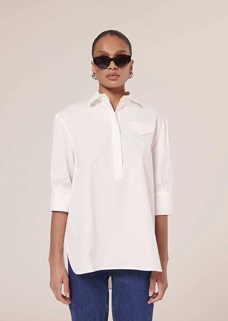 TARA JARMON Tallulah White Poplin Top Hot