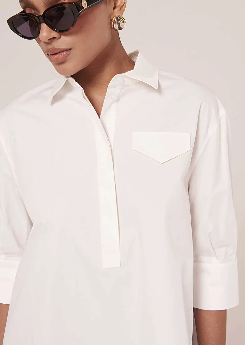 TARA JARMON Tallulah White Poplin Top Hot
