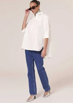 TARA JARMON Tallulah White Poplin Top Hot