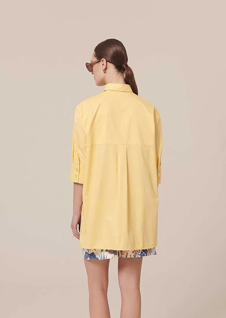 TARA JARMON Tallulah Yellow Poplin Shirt Clearance