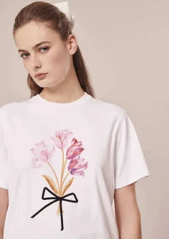 TARA JARMON Taraflowers White Jersey T-Shirt Cheap