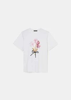 TARA JARMON Taraflowers White Jersey T-Shirt Cheap
