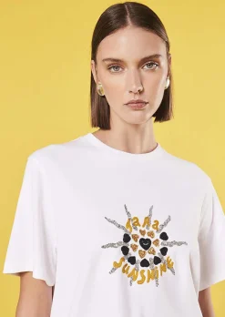 TARA JARMON Tarasun White Cotton T-Shirt Online