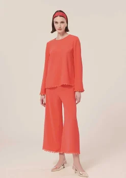 TARA JARMON Tazzio Coral Crepe Top Cheap