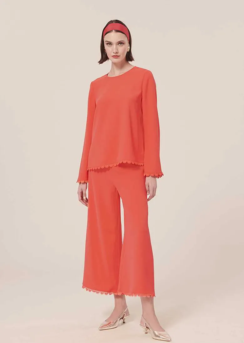 TARA JARMON Tazzio Coral Crepe Top Cheap