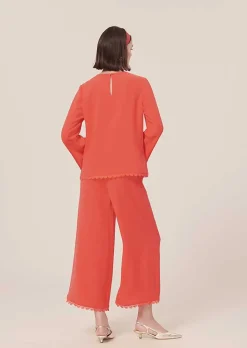 TARA JARMON Tazzio Coral Crepe Top Cheap