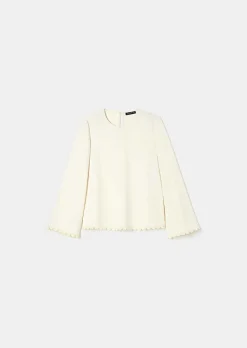 TARA JARMON Tazzio Ecru Crepe Top New