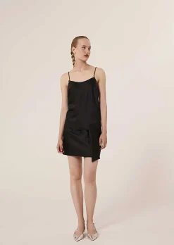 TARA JARMON Tess Black Fluid Satin Tank Top Shop