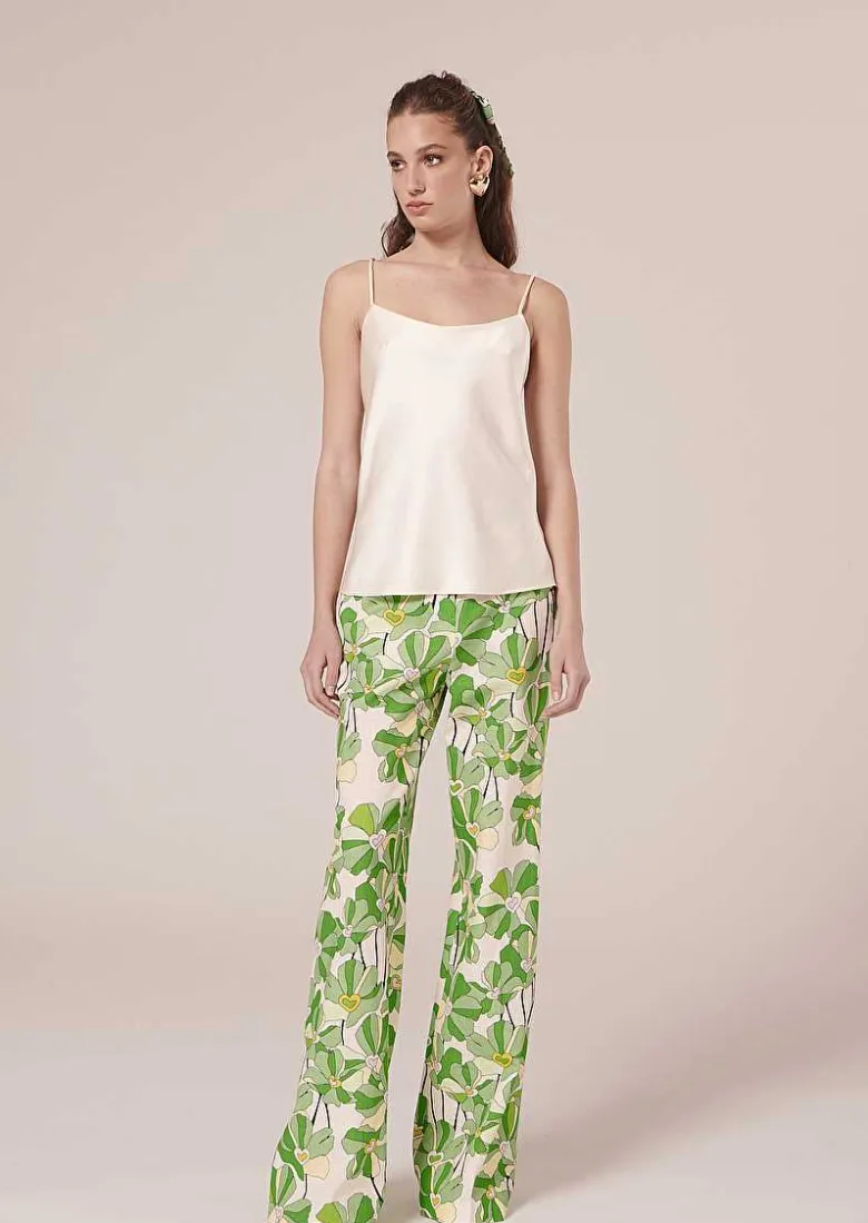 TARA JARMON Tess Ecru Flowing Satin Top Online