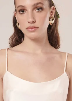 TARA JARMON Tess Ecru Flowing Satin Top Online