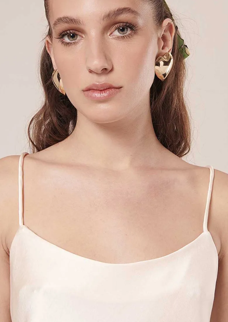 TARA JARMON Tess Ecru Flowing Satin Top Online