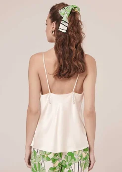 TARA JARMON Tess Ecru Flowing Satin Top Online
