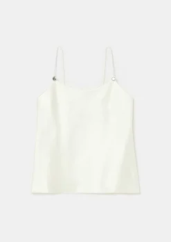 TARA JARMON Tess Ecru Fluid Satin Tank Top Sale