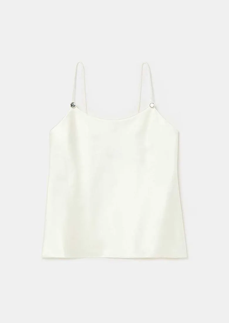 TARA JARMON Tess Ecru Fluid Satin Tank Top Sale