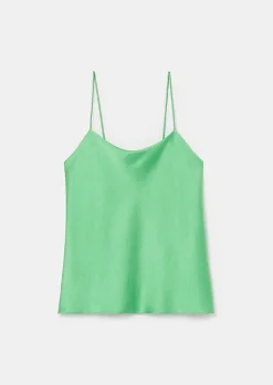 TARA JARMON Tess Green Flowing Satin Top Cheap