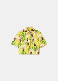 TARA JARMON Thadea Yellow Flowers Printed Top Flash Sale
